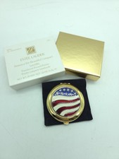 Estee Lauder America The Beautiful Gold Tone Enamel Lucidity Crystal Compact picture