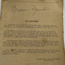 c1920s McCormick International Harvester Cream Separator Instruction Manual 5D picture
