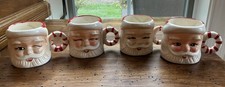 Vintage Set Of 4 Santa Mugs Candy Stripe Handles Japan picture
