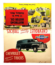 1940s Matthews Motor Chevrolet Dealer Vintage Matchbook Cover Fitchburg Mass picture
