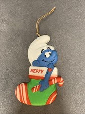 HEFTY Smurfs Porcelain Christmas Ornament Vintage 1983 Wallace Berrie NO BOX picture