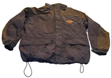 Harley Davidson University Jacket Mens Medium North End Hooded Black Embroidered picture