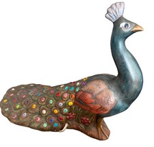 Mid Century Vintage Lighted Holland Mold Ceramic Peacock Light picture