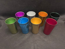8 Vintage Colored Bascal Cups ~ Aluminum 4.5” Tumblers - Bright Colors picture