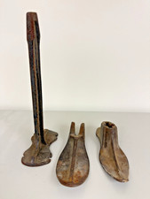 Vintage Cast Iron Cobbler Shoe Last and Pedestal Stand 3-Piece Set picture