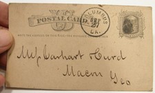 ANTIQUE 1877 US POSTAL CARD B F RUMNEY ALBANY GA DOUGHERTY COUNTY picture