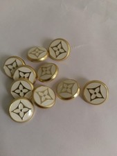 10PCS LV Logo 18mm Stamped Golden Black Round Buttons picture