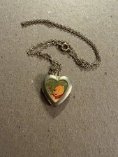 Vintage Disney Winnie The Pooh Best Friend Heart Shaped Photo Locket Pendant  picture