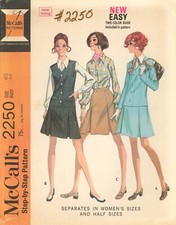 McCall's 2250 Blouse, Inverted Pleat Skirt, Blazer Jacket & Scarf Sz 44
