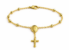 Real Italian 1/200 14K Yellow Gold Oro Overlay Catholic Cross Crucifix Bracelet picture