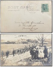 Turbotville, PA May 30, 1907 Parade Post Card w town cancels  *d picture