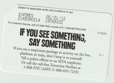 Expired 2012 Metrocard If you see something .. Collectible New York City card picture
