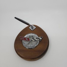 Rare Vintage Corvette 25th Anniversary Desk Top Pen Holder + Emblem - 1978 picture
