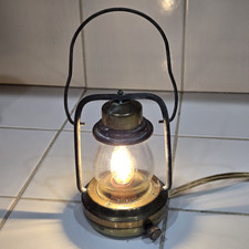 Antique Early 1900s Brass Skater's Lantern Lamp Corded Electric Modified Accent picture
