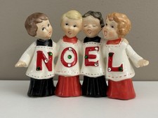 VINTAGE CHRISTMAS 1950'S NOEL CHOIR/ALTAR BOYS CANDLE HOLDER picture