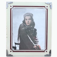 Vintage Hedy Lamarr MGM Portrait Art Deco Glass Frame 1940s Hollywood Glamour picture
