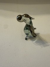 Vtg Peru 925 Sterling Silver Overlay Blown Glass Hippopotamus Hippo Figurine picture