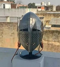 Knight LARP Steel Helmet Halloween Bascinet Barbuta Helmet Medieval picture