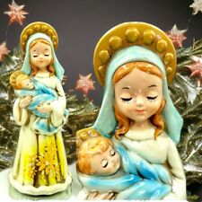 Madonna And Child Paper Mache Style Figurine 1970s Mary Jesus Christmas Decor picture