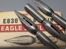 Three Vintage Eagle E830 Bulb Point Dip Pen Nibs picture
