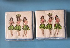 Vtg 2003 Hula Girls Hawaiian Napkins 2 Packs 9 7/8