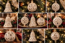 2013 Lenox Pearl Florentine 3 Pc Ornament Set NOS NIB Discontinued QVC picture