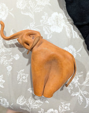 Deru Germany vintage Leather Elephant Figurine Mid Century Modern Trunk Up picture