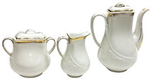 Haviland & Co H&Co Limoges China Wedding Ring Coffee Pot, Creamer, Sugar Antique picture