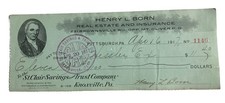 St. Clair Savings & Trust Knoxville PA Antique 1910s Check Henry Born Pittsburgh picture