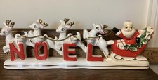 Vintage RELCO Japan NOEL Santa Sleigh Reindeer Christmas Candle Holder READ picture