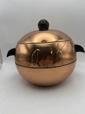 Vintage West Bend Penguin COPPER Hot & Cold Server Ice Bucket USA 1950s LOOK picture