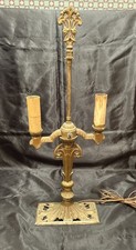 Antique 1920s Cast Iron Double Candle Table Lamp Art Deco Working  picture
