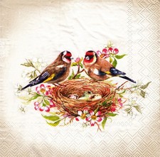 (2) Two Paper Lunch Napkins for Decoupage/Mixed Media - Lovely Goldfinch birds picture