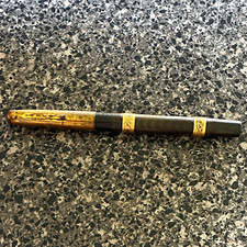 Waterman Vintage Hard Rubber Fountain Pen Gold Trim Fine Gold Nib Black Ink picture