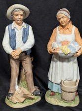Homco 8829 Large Old People Farm Couple Figurines 9.5