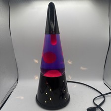 1990s Black Base Starlight Lava Lamp - Pink Lava & Purple Liquid - Moon & Stars picture
