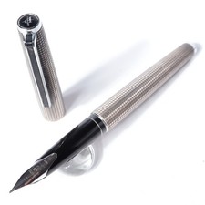 PILOT Custom Sterling Silver Grid Vintage Fountain Pen 18K M Cartridge Used picture