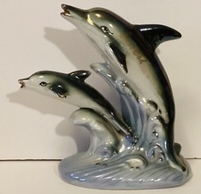 Vintage Dolphins Figurine Porcelain Lusterware Souvenir of Cape Cod picture