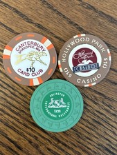 VERY RARE Lot $10 Horse Racing Casino Chips - California, Illinois & Minnesota picture