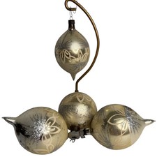 4Vtg Hand Blown Glass Mercury Ornaments Czechkoslovakis teardrop onion w glitter picture