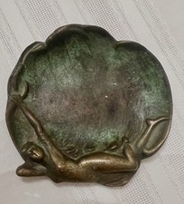 Antique Bronze Art Nouveau tray with Reclining Nude Figure Decorative Tray picture