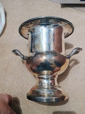 Vintage Silver on Copper Champagne Bucket - Footed Trophy Urn Wine Chiller picture