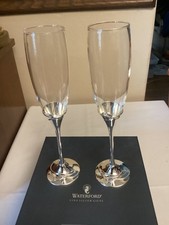 WATERFORD CRYSTAL FINE SILVER CHAMPAGNE GLASSES FROM THE SILVER GIFTS COLLECTION picture