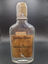 Rare 1910 Father Time-Spider/Fly WhiskeyBottle w/Original Label And Tin Top picture