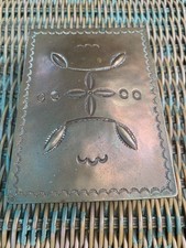 Vtg Harvey Era Native American Navajo Stamped Copper Trinket Box picture