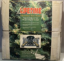 NOS VTG Lifetime Christmas Tree Stand Cast Iron Decorated Tree Design 14