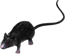 Realistic Rubber Rat with Long Tail - Mouse Prop for Halloween Pranks, Black picture