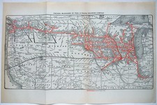 Chicago Milwaukee & St Paul Railroad - Original 1929 System Map. Antique picture