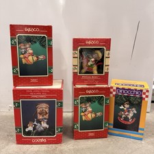 Vtg Enesco Christmas Ornament Lot – 5 Pieces – 1990s Pinocchio Pinata Mouses picture
