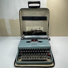 Vintage Underwood Olivetti Lettera 22 Portable Teal Blue Typewriter Italy picture